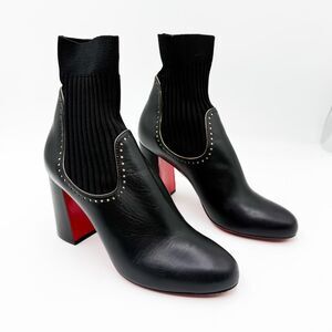 Christian Louboutin Sockies 85 Black Leather Ankle Boots EU 41.5 US 11.5